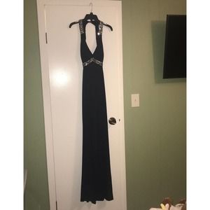 Formal beaded accent navy blue Dress